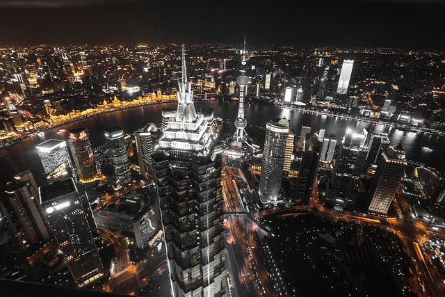night, city, shanghai